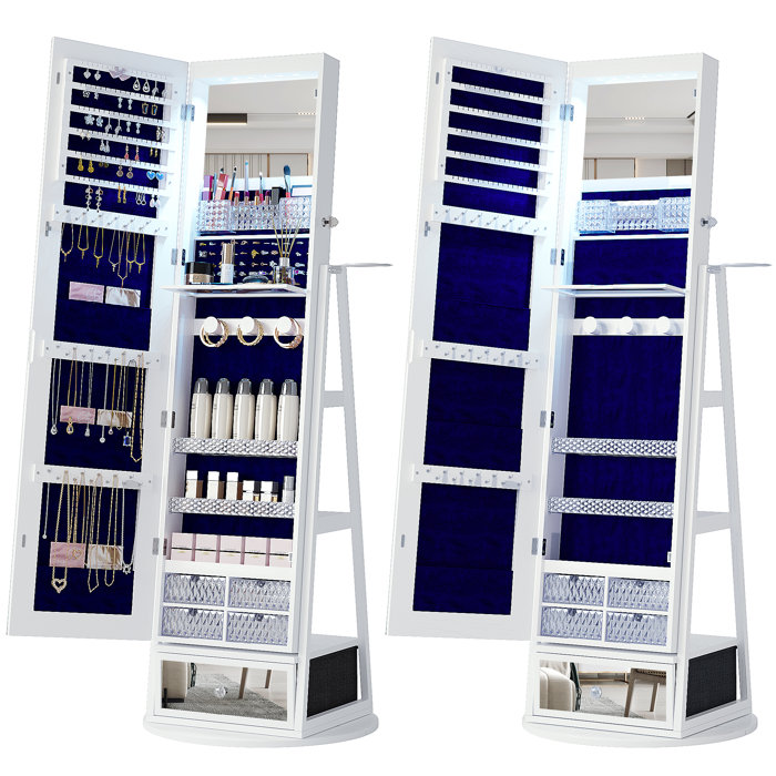 Latitude Run® 22'' Wide Rotatable Jewelry Armoire with Mirror & Reviews